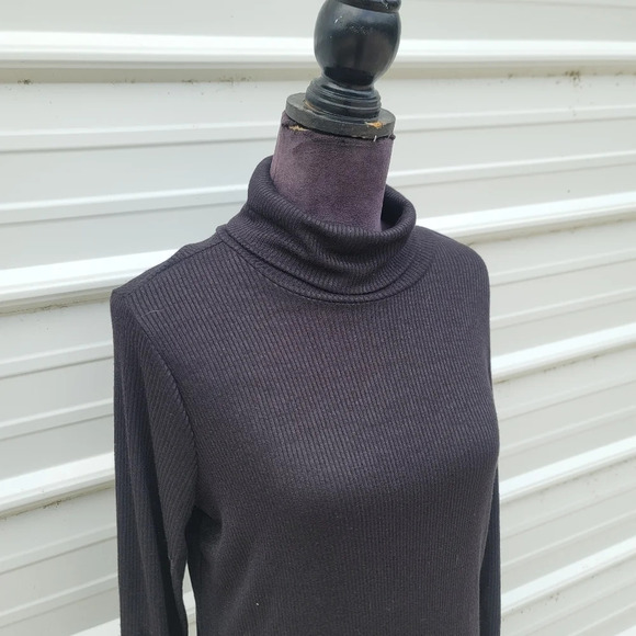 Apt. 9 Women's Black Ribbed Turtleneck Long Sleeve Stretch Women's M - Picture 4 of 12